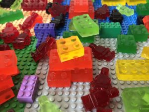 LEGO party ideas include make LEGO-brick-shaped gummy candy