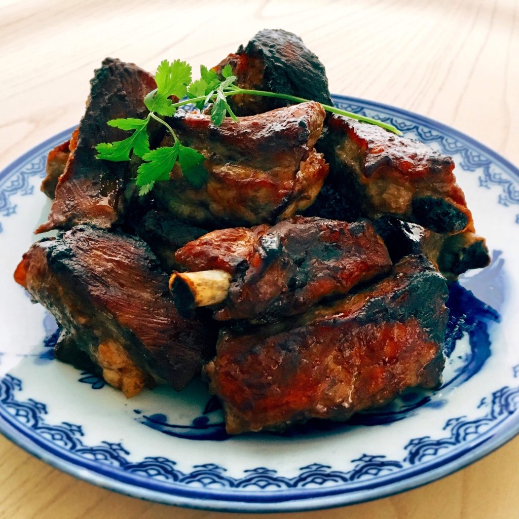 Hoisin Spare Ribs, piled high on a platter are finger-licking good. 