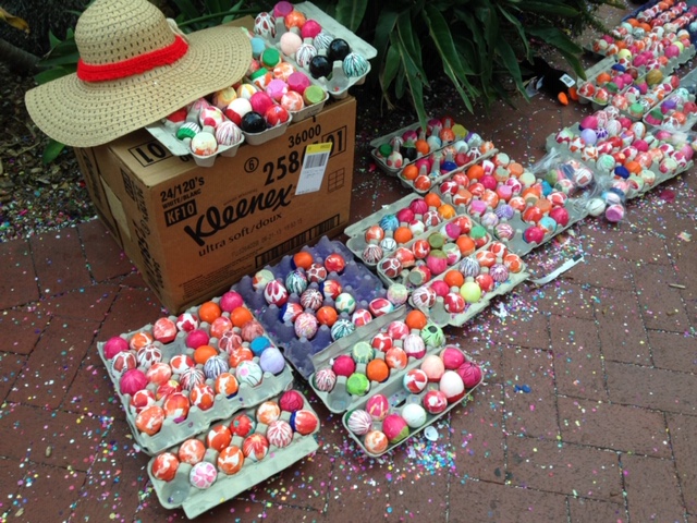 Cascarones, colorful confetti eggs, are sold in Santa Barbara during the annual Old Spanish Days fiesta.