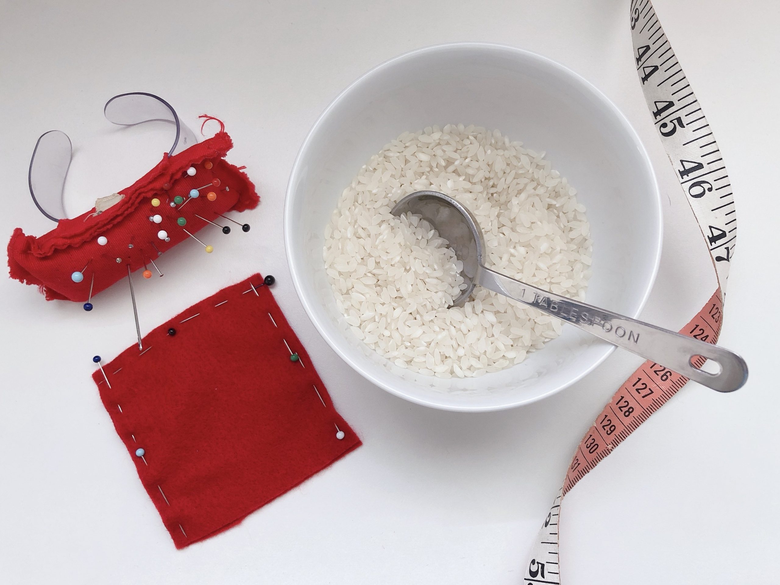 Make bean bags filled with rice from felt scraps.