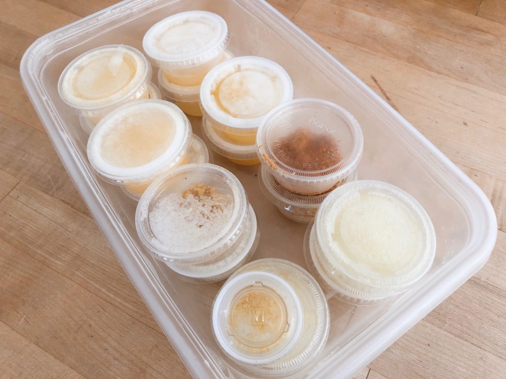 Store lemon juice in sauce-size containers and freeze to avoid food waste.
