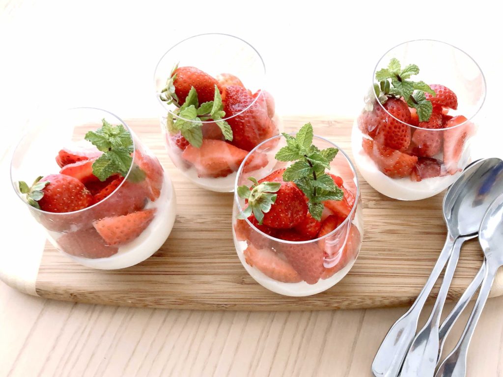 No-bake Strawberry Cheesecake in a Cup is a dessert that kids can make for Mother's Day.