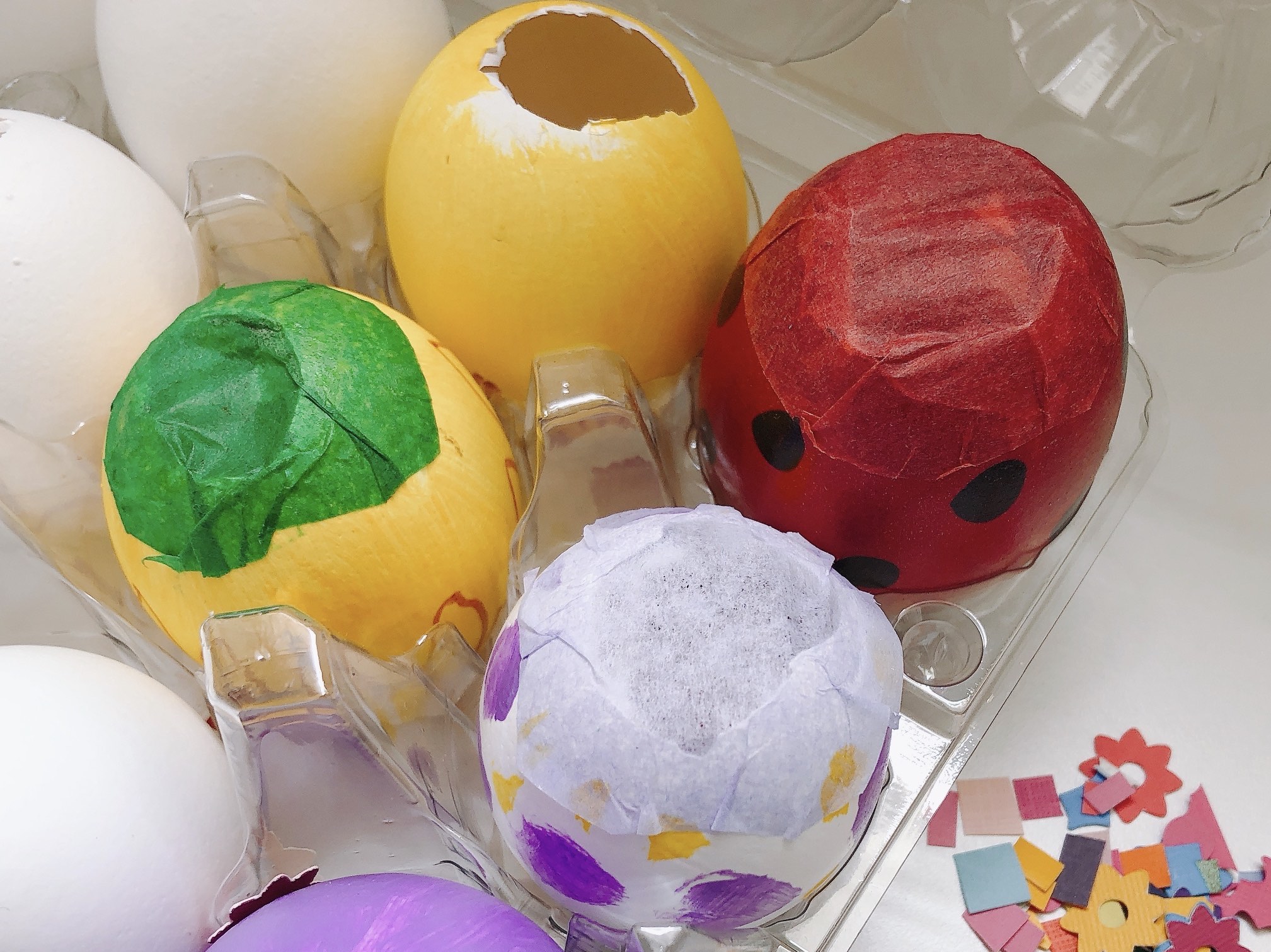 Decorate hollowed-out eggs, fill with confetti, and shower others by cracking the eggs over people's heads.