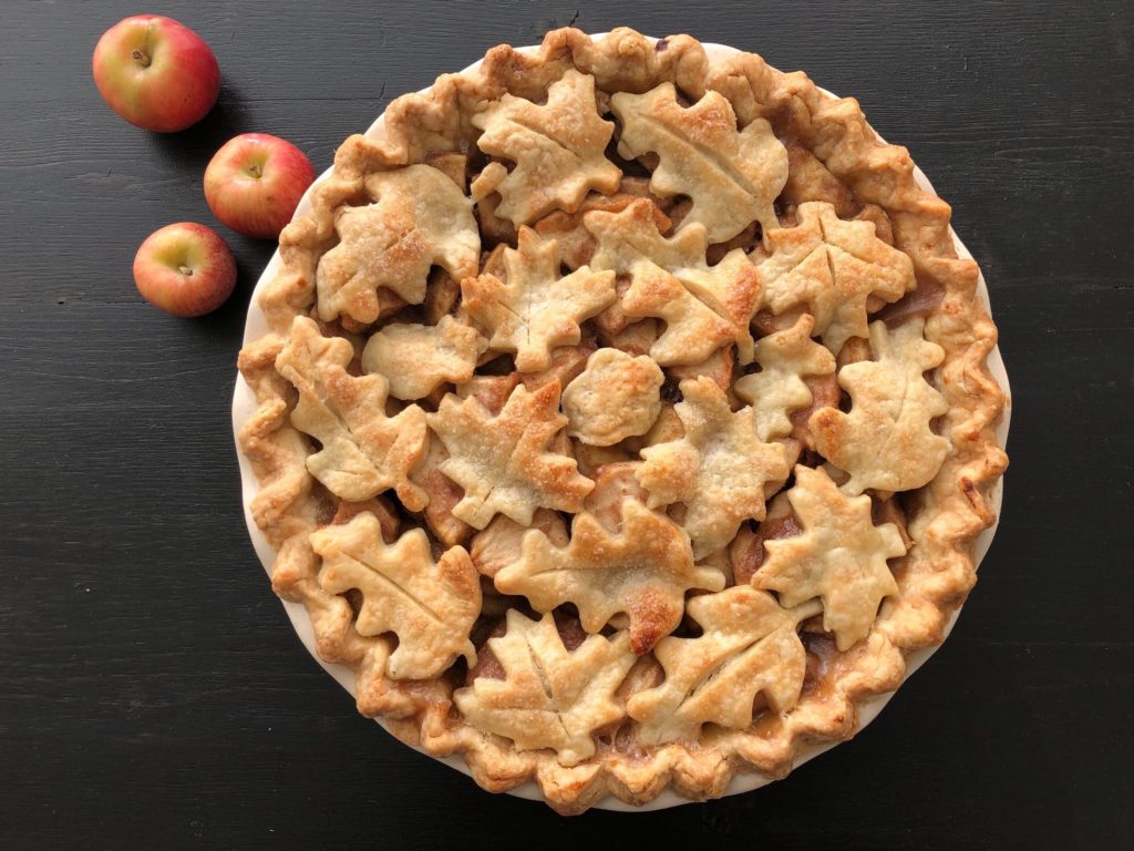 Although the whole family won't have dinner together during Covid holidays, we will share an apple pie like this and all the sides, and eat dinner together via zoom.
