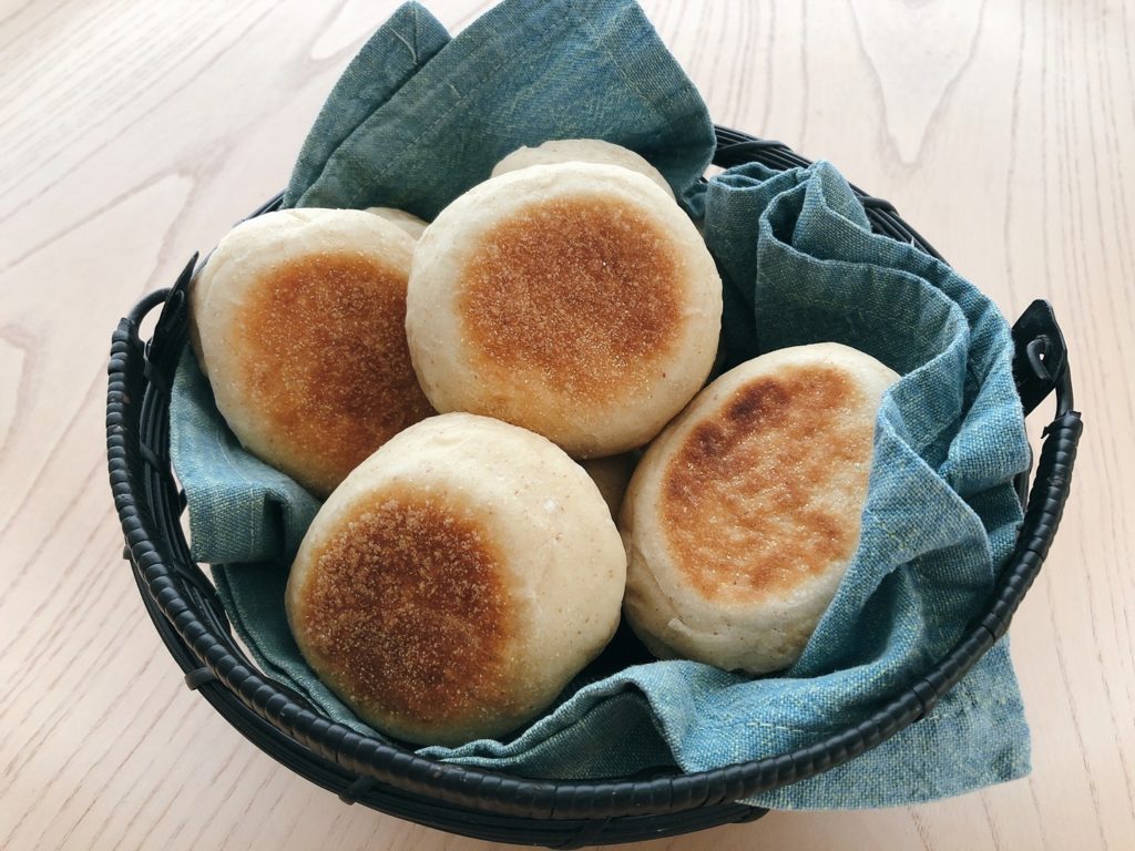 Sourdough baking is one of my pleasures in small things. These English muffins were made with my sourdough starter.