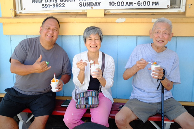 The Nishidas take Uncle Eddie Sakai on a pre-COVID outing. The Nishidas are an example of compassionate caregiving during National Caregivers Month.
