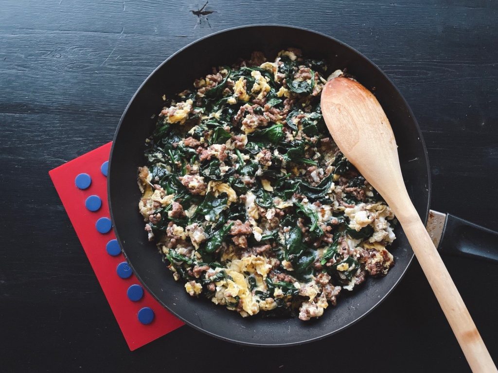 Spinach, eggs, and ground beef come together in Joe's Special, a simple and hearty big breakfast or a simple supper.