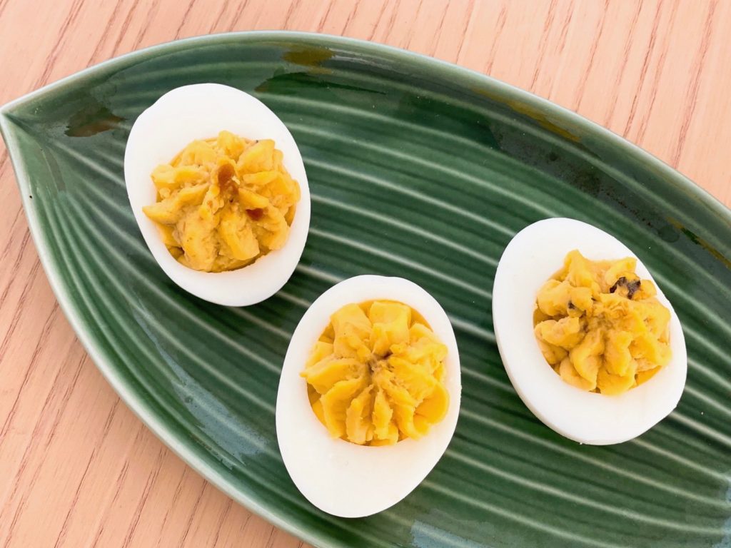Curry Chutney Deviled Eggs add spicy sweetness to brighten the flavor of ordinary eggs.