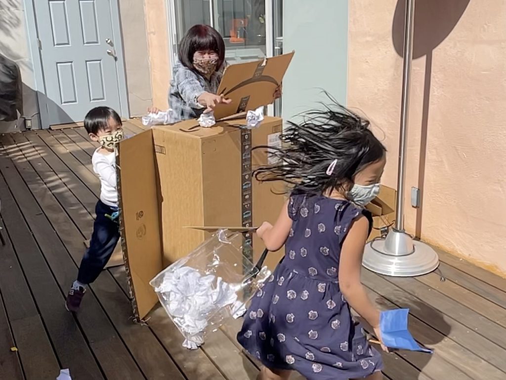 Grandma and grandchild repel and attack on their fort.