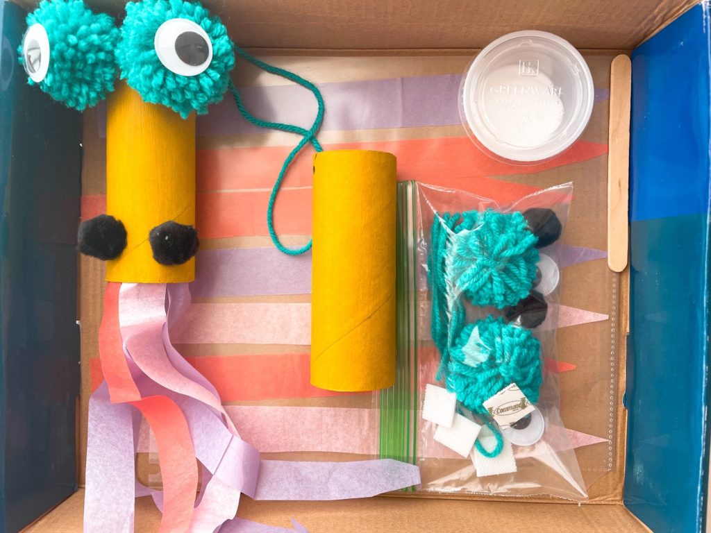 Grandma prepares a kit in advance for the craft project, including all the supplies and materials needed. This is a good project to connect with grandkids.