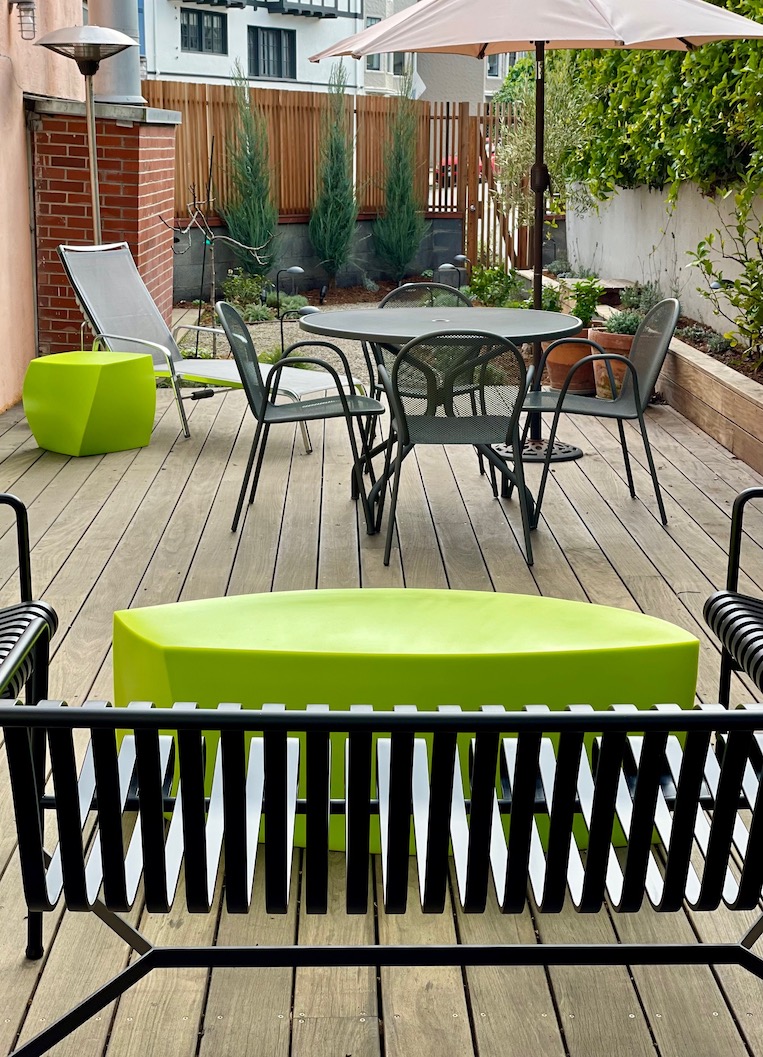 A view of the deck facing the garden.