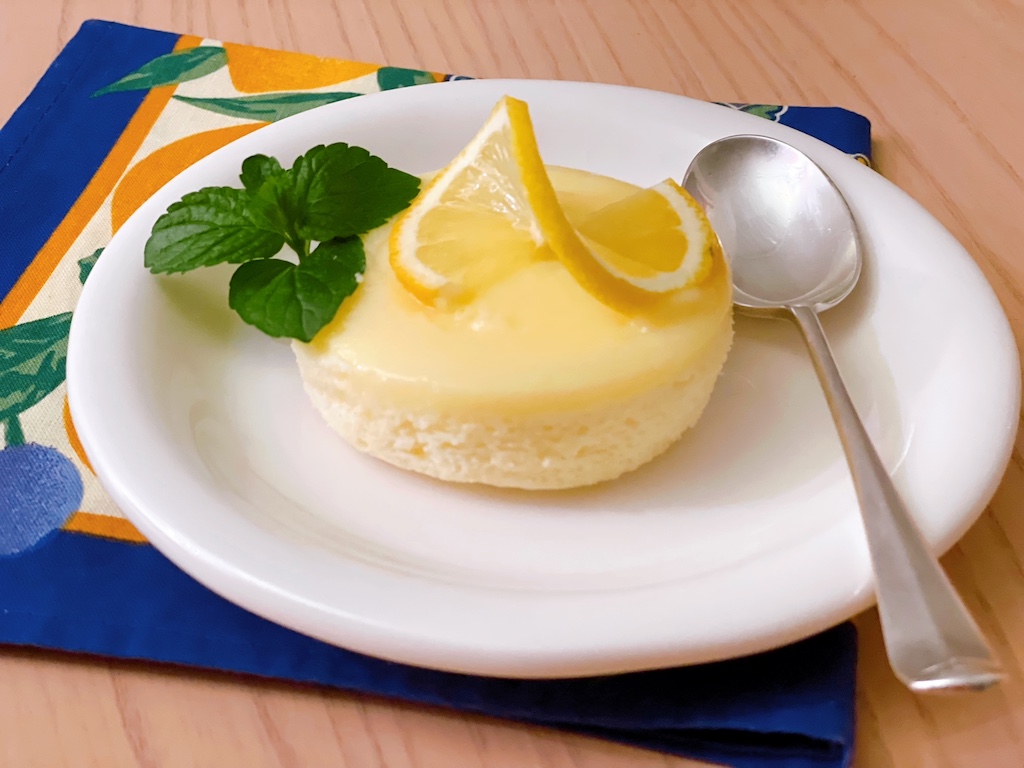 Lemon sponge pudding has a layer of delicate cake on the bottom, with a layer of pudding on top. The layers separate out from the batter while baking.