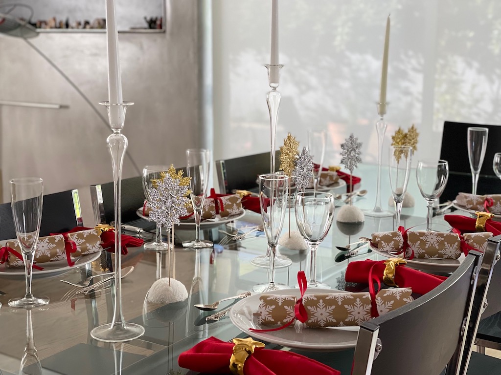 Add height to your table to create elegance for this special dinner with grandkids. Use inexpensive candlesticks. If the children are rambunctious; skip this step.