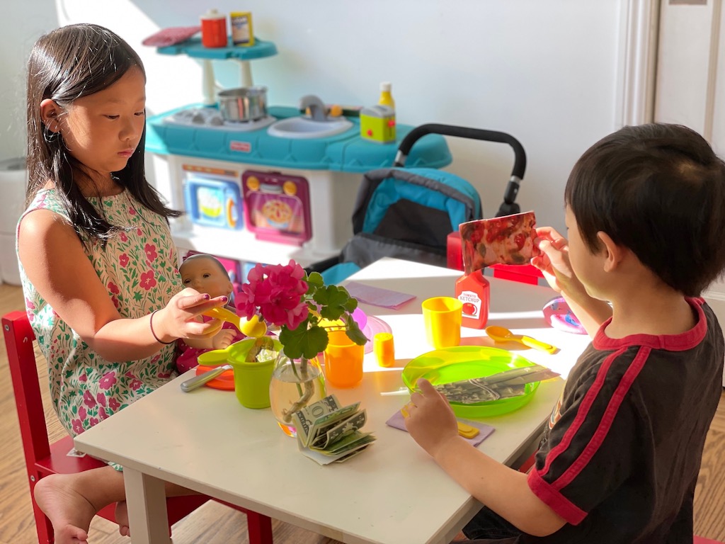 Children playing the restaurant game.