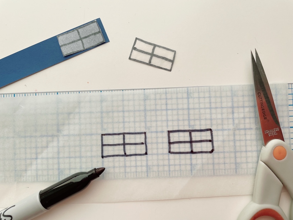 To make windows, mark them on tracing paper with a fine-point felt pen, cut them out and mount on cardstock.