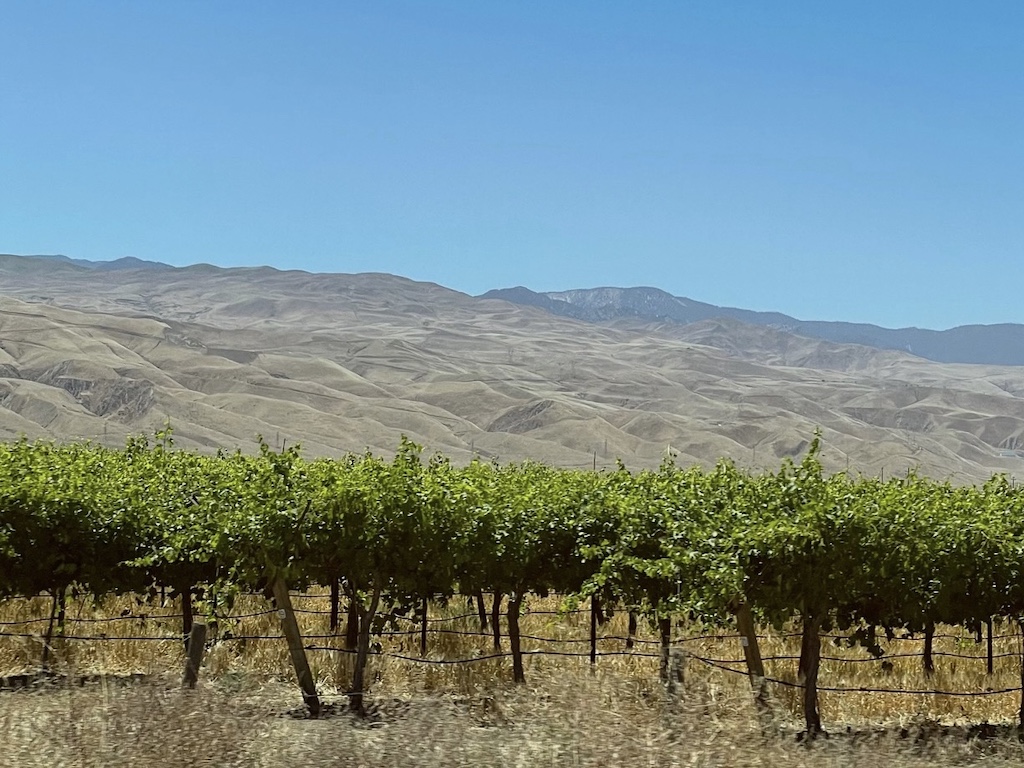 Covid-cautious travelers may prefer driving to flying. View along Interstate 5 in California.