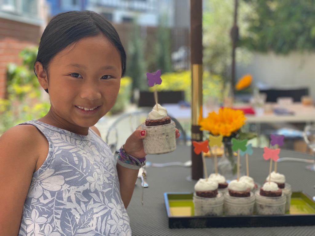 Birthday girl with an easy summer dessert.