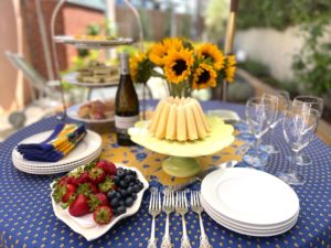 Table ready for a garden party.