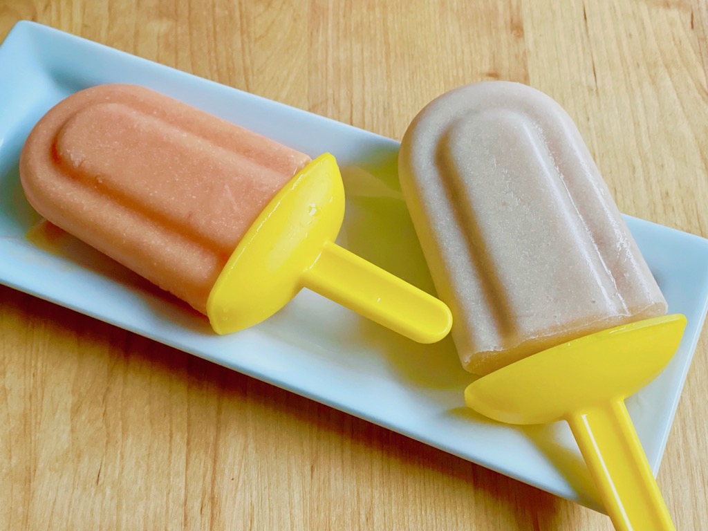 Peach and pear paletas are made with fresh fruit, cream, and lemon juice.