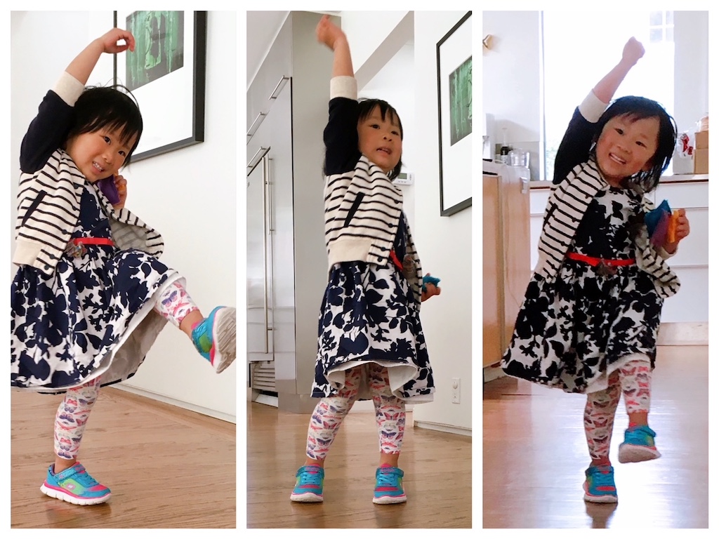 Child tossing bean bags. It's a fun, old-fashioned way to play with grandkids.