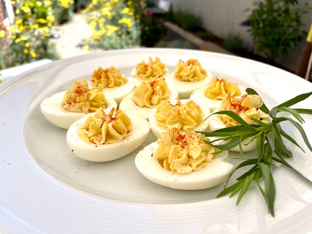 Deviled eggs is a delicious staple for a menu of simple party food.