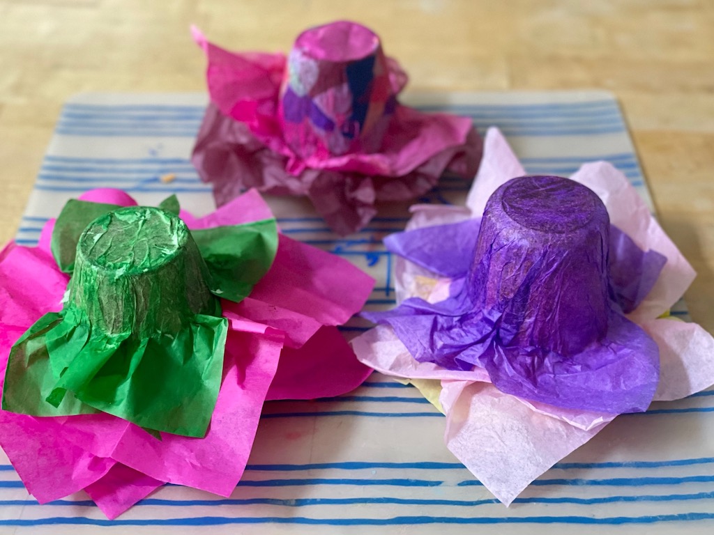 Tissue paper bowls drying.