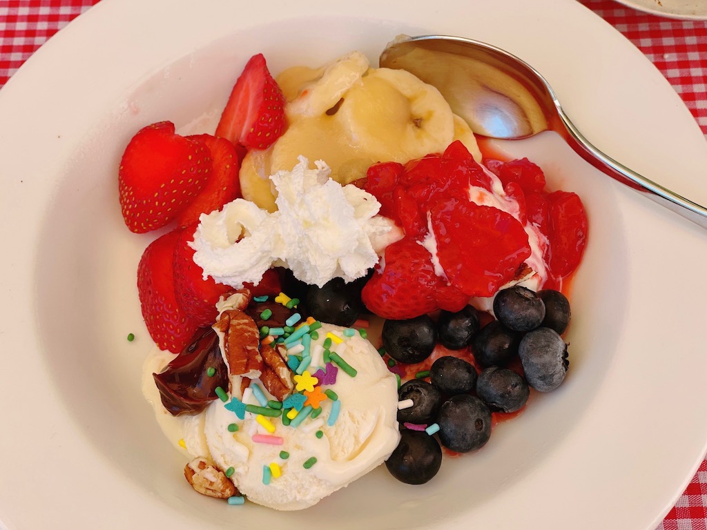 ice cream with toppings from an ice cream party.