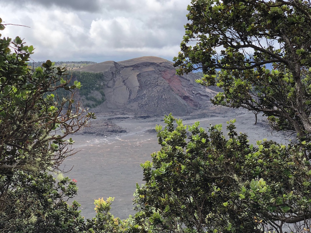 Kilauea Iki crater. You can hike across the crater among the volcanic steam vents.