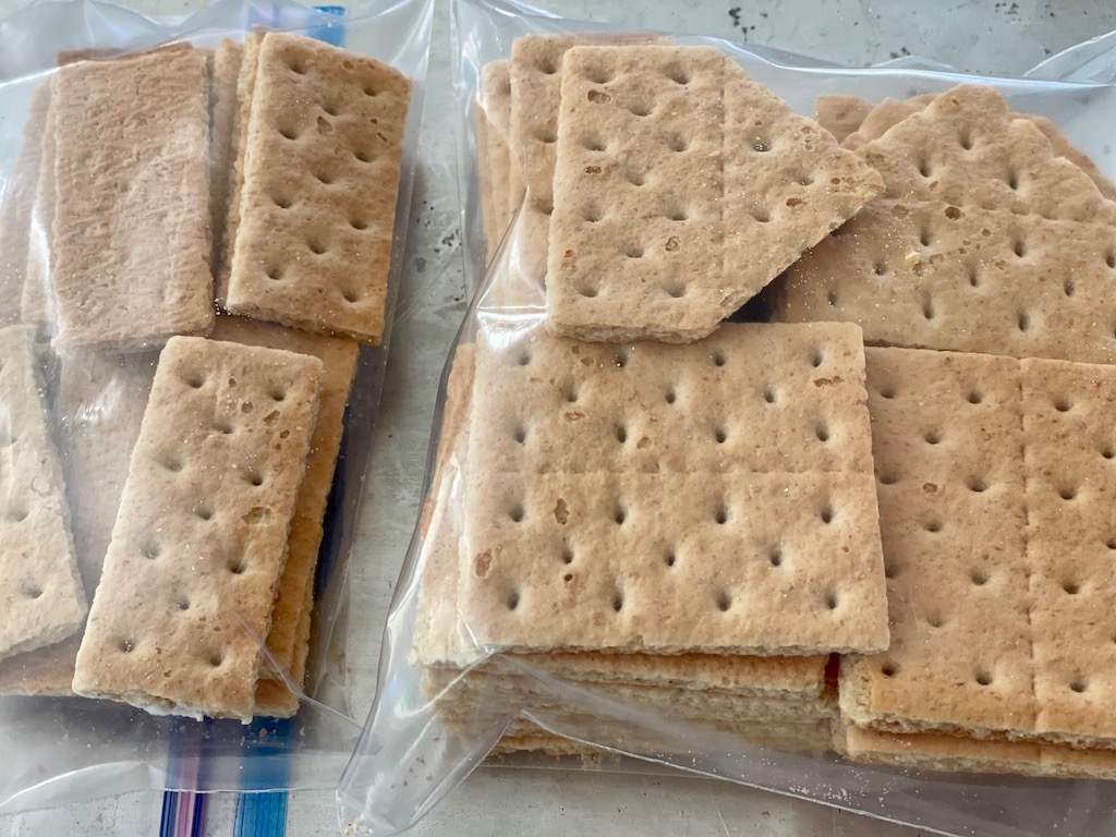 Graham crackers precut for making "gingerbread" houses.