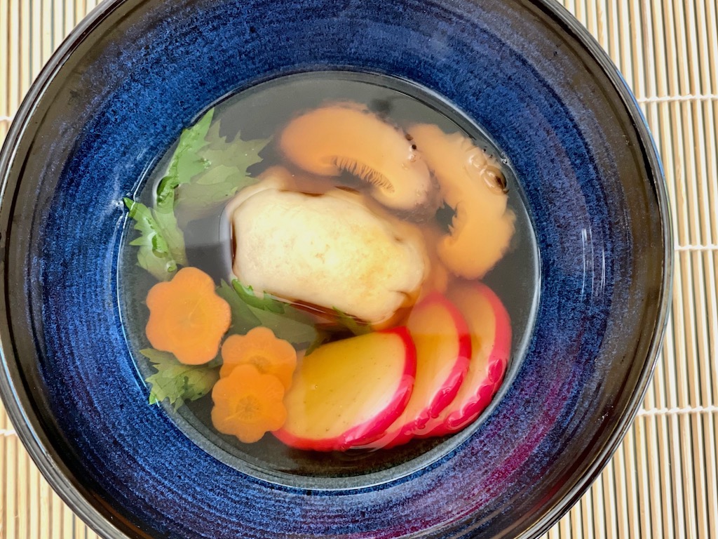 Mochi soup, featuring grilled mochi (rice cakes) are a tradition for the morning of the New Year in Japanese households.