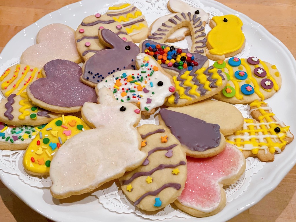 A plateful of Easter cookies.