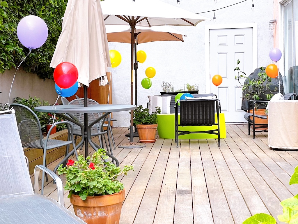 Push outdoor furniture to the side to make space for games.
