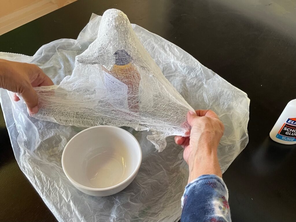 Drape glue-soaked cheesecloth over the mold and press in place.
