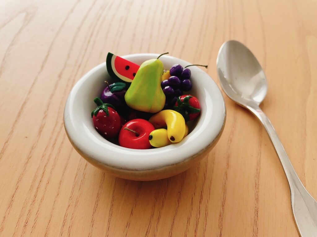 Polymer clay fruits can be used for jewelry.