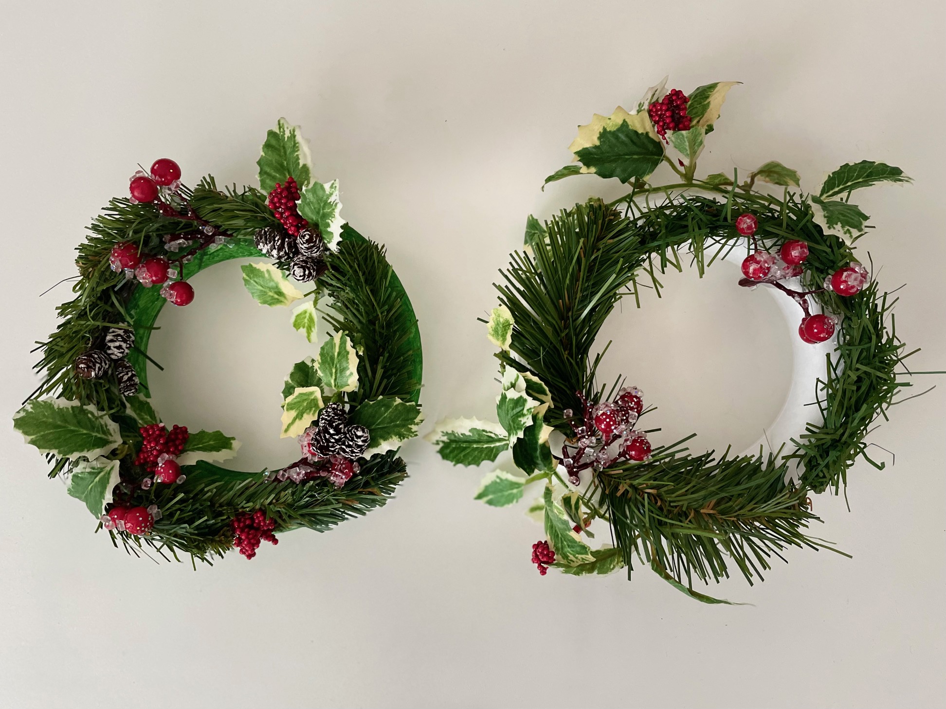 Wreaths made by two children, one ten years old and the other, seven.