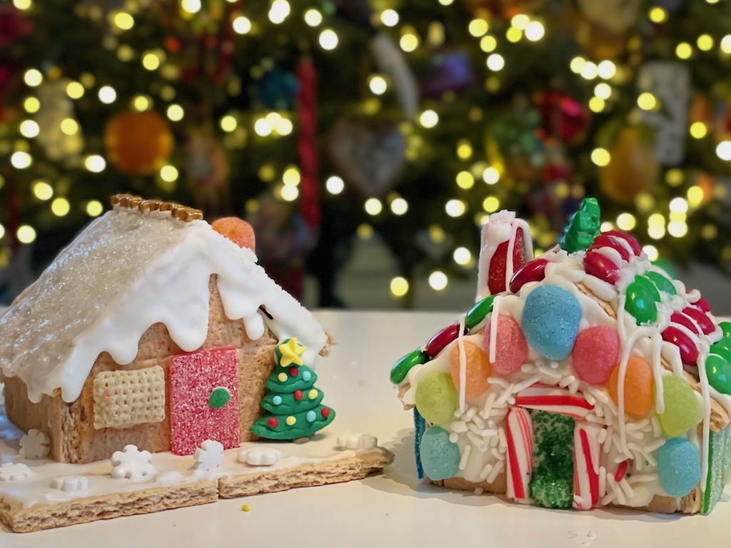 Gingerbread houses are really made from graham crackers. Crafting these houses as a family can become part of your holiday tradition.