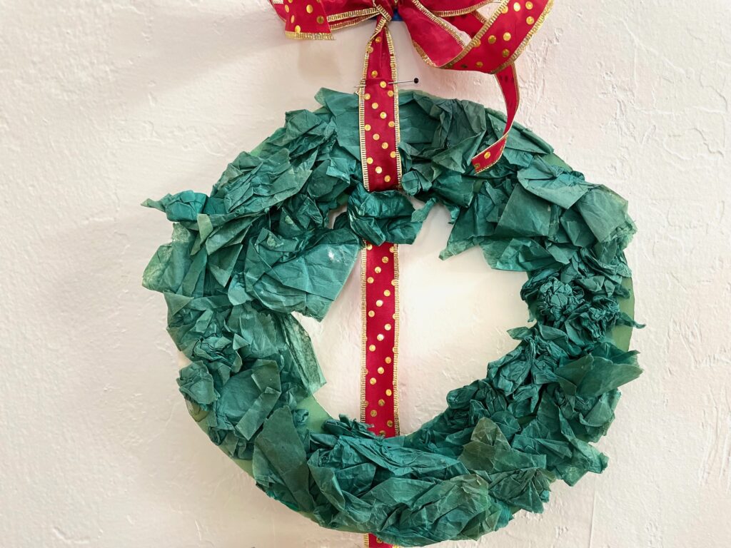 Decades-old tissue paper wreath was the inspiration for an easy, DIY Christmas wreath.