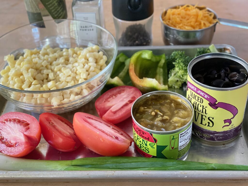 Before getting started cooking, gather all the ingredients the child will need.