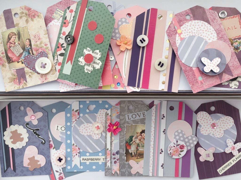 Make a collection of gift tags as a gift to mom on Mother's Day. These tags are made with cardstock scraps and a gift tag punch.