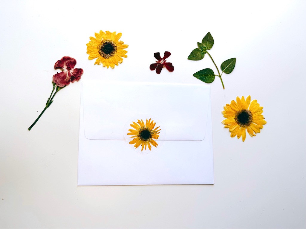 Pressed flowers can be turned into stickers.