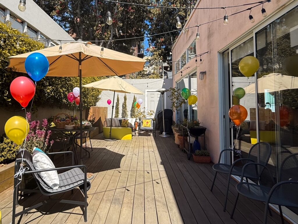 Set the stage for your end of summer party by pushing deck furniture to the side to clear a space for relay races.