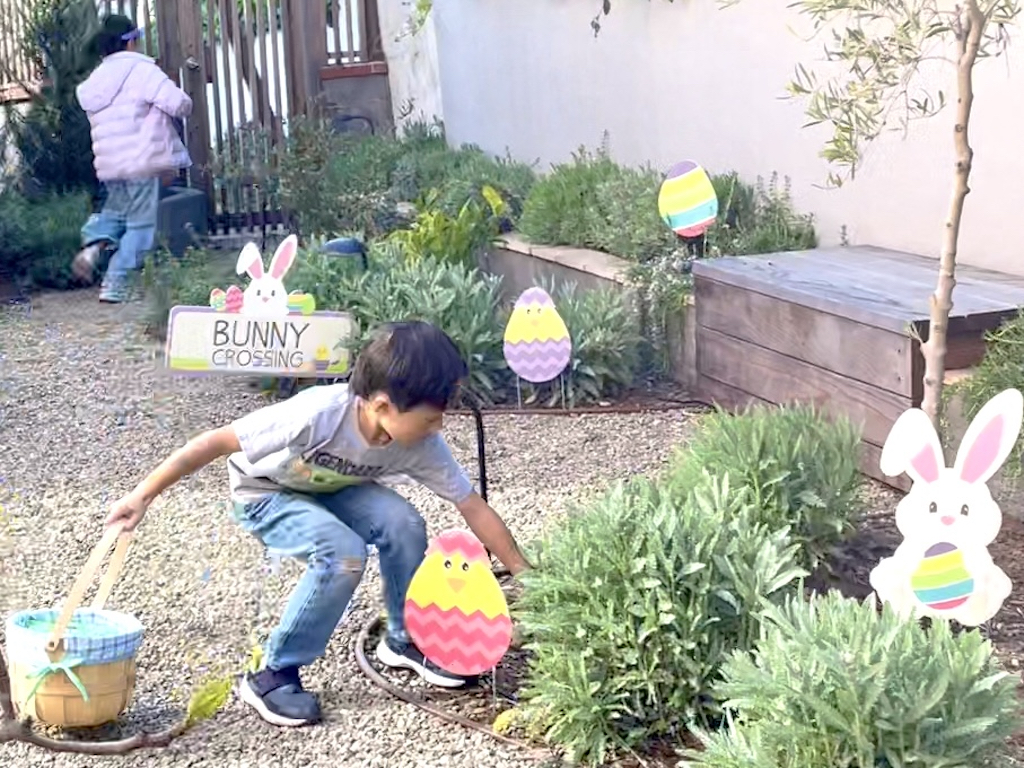 Grandkids on an Easter egg hunt three years ago. They want to continue this family tradition.