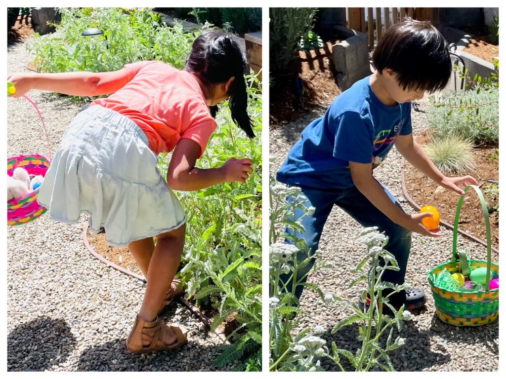 Children hunting for Easter eggs.