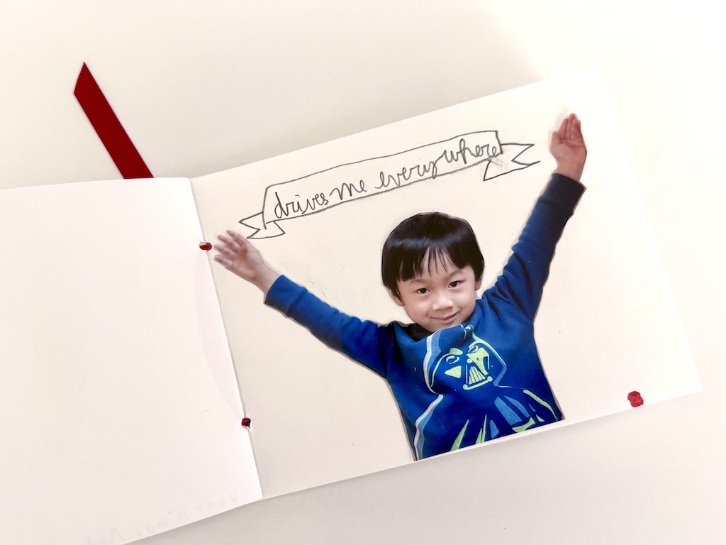 For a simple, "free" page, cut out the child's photo and have them write a message.