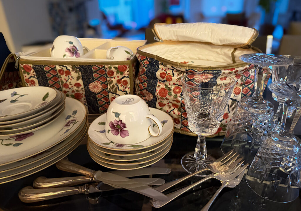 China, silverware, and stemware are candidates for giving away or selling as boomer parents clean up as they get older.